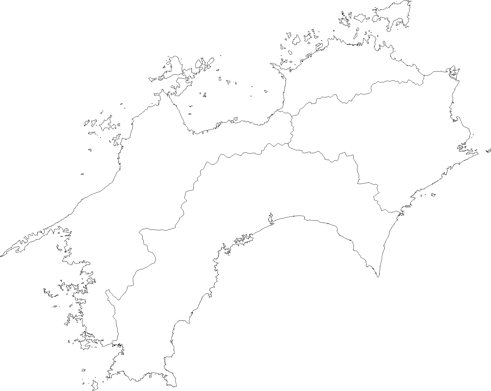 四国地方 地図 白地図 データ 無料ダウンロード