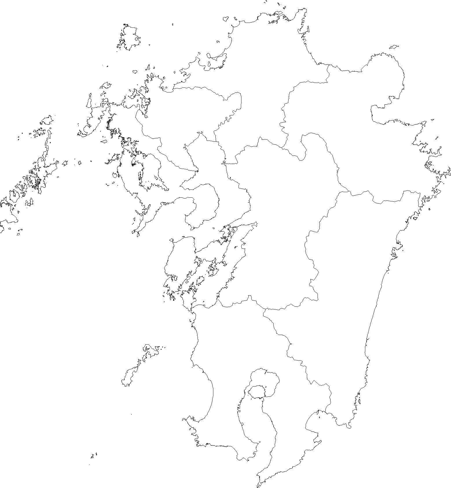 九州地方 地図 白地図 データ 無料ダウンロード